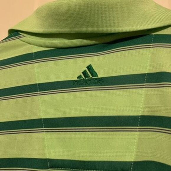 Myrtle Beach National Size Medium Green Striped Adidas ClimaLite Golf Polo Shirt - Picture 5 of 5